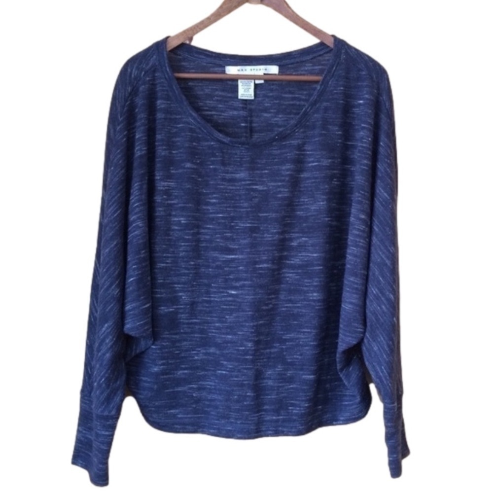 Max Studio spacedye dolman sleeve scoop neck knit top Large